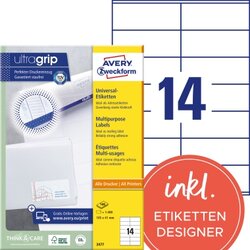 Avery Zweckform 3477 Universaletikett 105x41mm weiß 1.400 St./Pack.