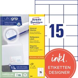 Avery Zweckform 3669 Universaletikett 70x50,8mm weiß 1.500 St./Pack.
