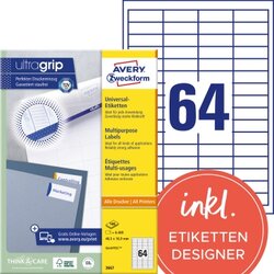 Avery Zweckform 3667 Universaletikett 48,5x16,9mm ws 6.400 St./Pack.