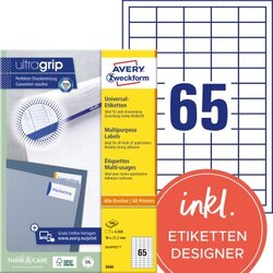 Avery Zweckform 3666 Universaletikett 38x21,2mm weiß 6.500 St./Pack.