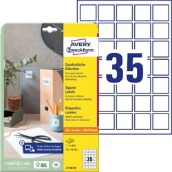 Avery Zweckform L7120-25 Avery Zweckform Etikett 35x35mm ws 875St