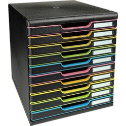 Exacompta 302914D Schubladenbox Modulo A4+ 10Schübe sw/harlekin/sw