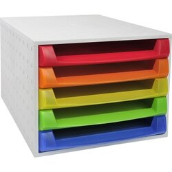 Exacompta 221098D Schubladenbox A4+ 5Schübe offen gr/harlekin