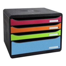 Exacompta 315798D Schubladenbox BIG-BOX Plus A4+ 4Schübe harlekin