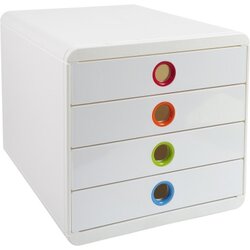 Exacompta 314398D Schubladenbox Pop-Box A4+ 4Schübe ws/harlekin