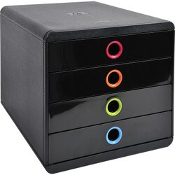 Exacompta 314498D Schubladenbox Pop-Box A4+ 4Schübe sw/harlekin