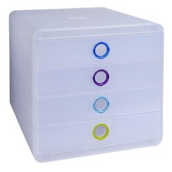 Exacompta 314399D Schubladenbox Pop-Box A4+ 4Schübe tr/farbig