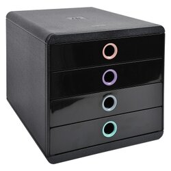 Exacompta 314496D Schubladenbox Pop-Box A4+ 4Schübe sw/farbig