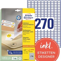 Avery Zweckform L4730REV-25 Etikett 17,8x10mm weiß 8.100 St./Pack.