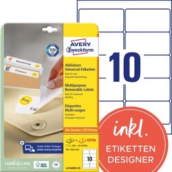 Avery Zweckform L4744REV-25 Etikett 96x50,8mm weiß 300 St./Pack.