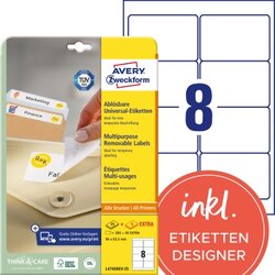 Avery Zweckform L4745REV-25 Etikett 96x63,5mm weiß 240 St./Pack.