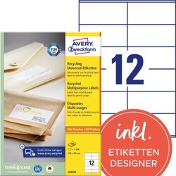 Avery Zweckform LR3424 Etikett RC 105x48mm ws 1200St 