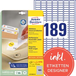 Avery Zweckform L4731REV-25 Etikett 25,4x10mm weiß 5.670 St./Pack.