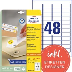 Avery Zweckform L4736REV-25 Etikett 45,7x21,2mm weiß 1.440 St./Pack.