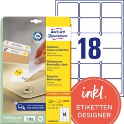 Avery Zweckform L6025REV-25 Etikett 63,5x46,6mm weiß 540 St./Pack.