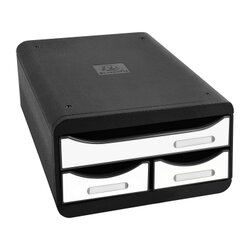 Exacompta 3117213D Schubladenbox SMALL-BOX Glossy 3Schübe weiß