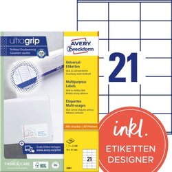 Avery Zweckform 3481 Universaletikett 70x41mm weiß 2.100 St./Pack.