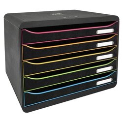 Exacompta 308914D Schubladenbox BIG-BOX PLUS   quer 5xSchub harlekin/sw