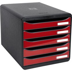 Exacompta 3097218D Schubladenbox BIG-BOX PLUS 5Sch. glo/karminrot