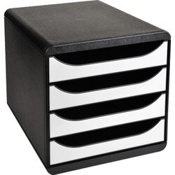 Exacompta 3104213D Schubladenbox BIG-BOX Glossy 4Schübe weiß