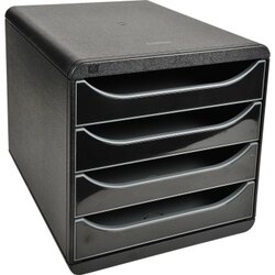 Exacompta 3104214D Schubladenbox BIG-BOX Glossy 4Schübe schwarz