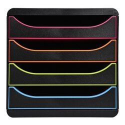 Exacompta 310914D Schubladenbox BIG-BOX 4Sch. harlekin/sw