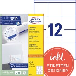 Avery Zweckform 3661 Universaletikett 70x67,7mm weiß 1200 St./Pack.