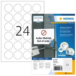 HERMA 4476 Etikett 40mm rund ablösbar ws 2.400 St.