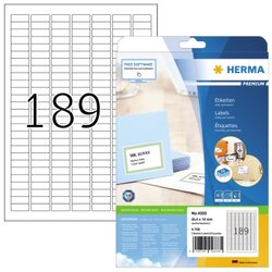 HERMA 4333 Etikett PREMIUM 25,4x10 mm weiß 4.725 St./Pack.