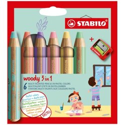 STABILO® EO8806-3 Buntstift Set woody  3in1 sort 6St +Spitzer
