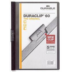 DURABLE 220901 Klemmmappe DURACLIP 60 DIN A4 Hartfolie schwarz