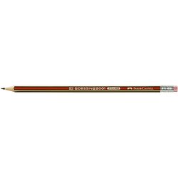 Faber-Castell 112100 Bleistift DESSIN 2001 HB rot/gold +Radierer