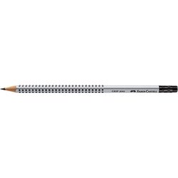 Faber-Castell 117200 Bleistift GRIP 2001 mit Radierer HB silbergrau