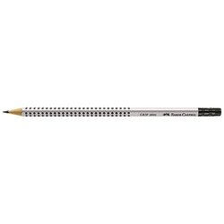 Faber-Castell 117201 Bleistift GRIP 2001 mit Radierer B silbergrau