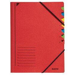 Leitz 39070025 Ordnungsmappe DIN A4 7Fächer farbig Karton rot