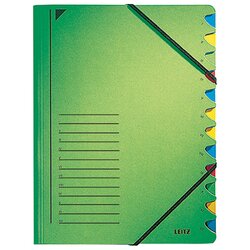 Leitz 39120055 Ordnungsmappe DIN A4 12Fächer farbig Karton grün