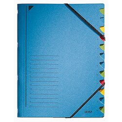 Leitz 39120035 Ordnungsmappe DIN A4 12Fächer farbig Karton blau