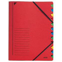 Leitz 39120025 Ordnungsmappe DIN A4 12Fächer farbig Karton rot