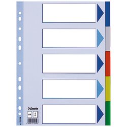 Esselte 15259 Register blanko DIN A4 5teilig PP h.blau/sortiert