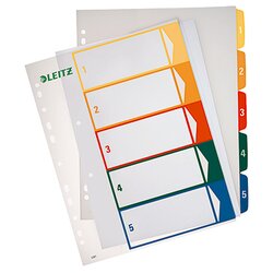 Leitz 12910000 Register DIN A4 1-5 volle Höhe PP farbig/transparent