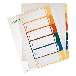 Leitz 12920000 Register DIN A4 1-6 volle Höhe PP farbig/transparent