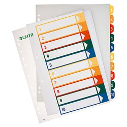 Leitz 12930000 Register DIN A4 1-10 volle Höhe PP farbig/transparent