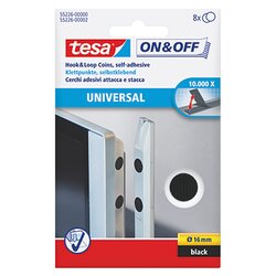 tesa® 55226-00000 Klettpunkte On & Off schwarz 8 St./Pack.