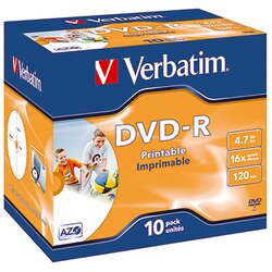 Verbatim 43521 DVD-R 16x 4,7GB 120Min. Jewelcase 10 St./Pack