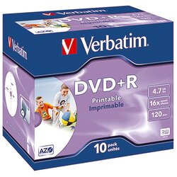 Verbatim 43508 DVD+R 16x 4,7GB 120Min. Jewelcase 10 St./Pack