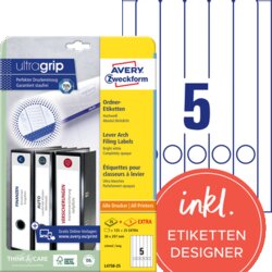 Avery Zweckform L4758-25 Ordneretikett 38x297mm ws 150 St./Pack