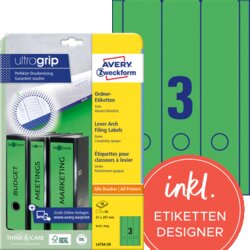 Avery Zweckform L4754-20 Ordneretikett lang/breit gn 60 St./Pack.