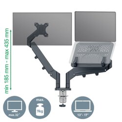 Leitz 65380089 Monitorarm Ergo Dual Laptophalter gr