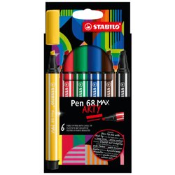 STABILO® 768/06-21 Filzstift Pen 68 MAX 1+5mm sort. 6St.