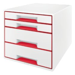 Leitz 52132026 Schubladenbox WOW CUBE 4Schubfächer weiß/rot